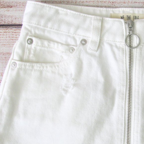 We The Free/Free People White Zip It Up Denim Mini Skirt - Picture 7 of 8